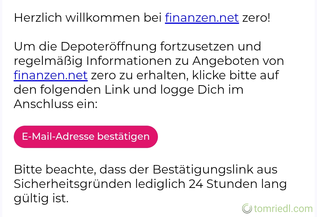 ZERO-Konto bestätigen