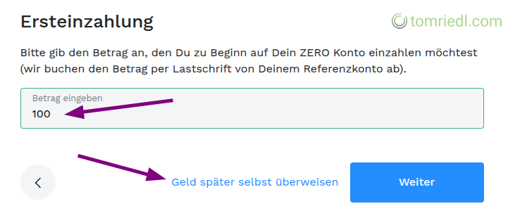 Geld einzahlen oder abbuchen lassen