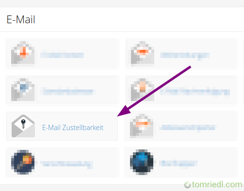 Menüpunkt E-Mail Zustellbarkeit
