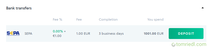 SEPA-Einzahlung wählen