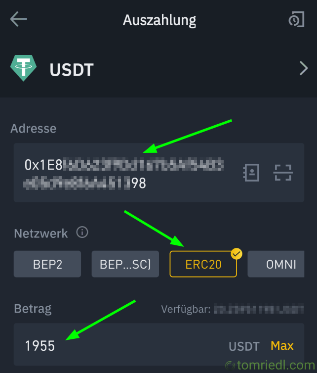 Alle benötigten Daten für die Auszahlung