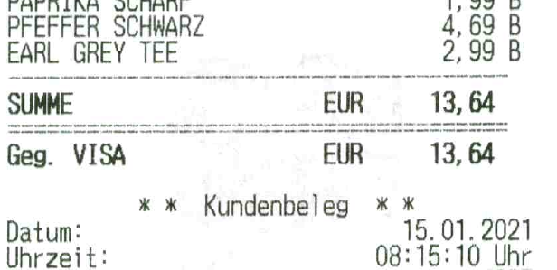 Kaufbeleg REWE Zahlung Kreditkarte