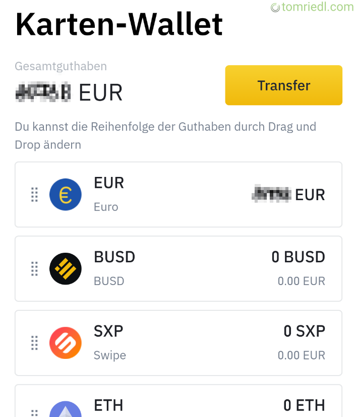 Wallet Binance Kreditkarte