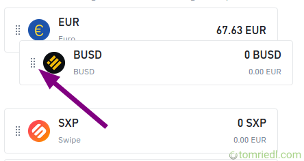 Reihenfolge der Wallets ändern