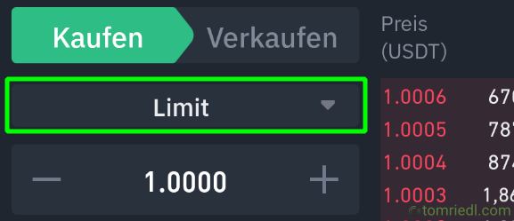 Limit Trade wählen