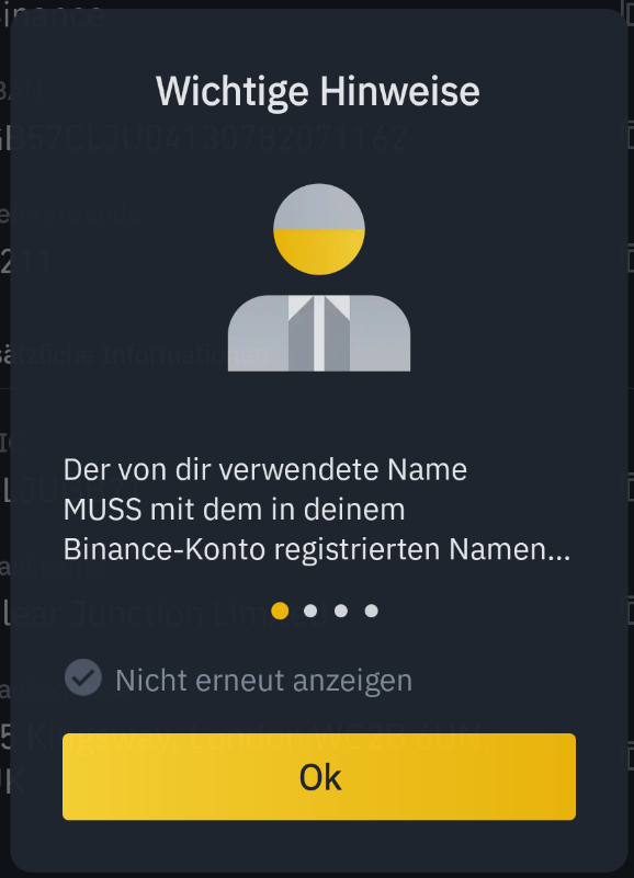 Hinweise für die Überweisung