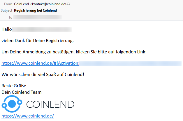 coinlend tutorial register e-mail bestätigen