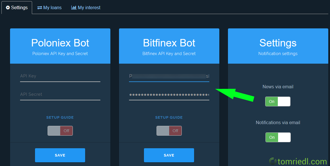 coinlend api keys eintragen anleitung