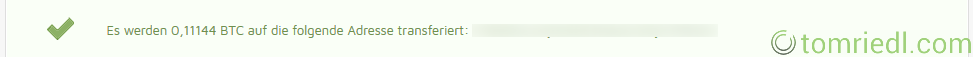 bitcoin.de Auszahlung bestätigt