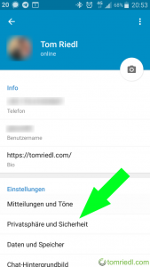 Telegram Privatsphäre und Sicherheit Mehrstufige Bestätigung