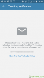 Telegram X Two-Factor E-Mail Bestätigung