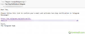 Telegram Bestätigungsemail Zweistufige Bestätigung