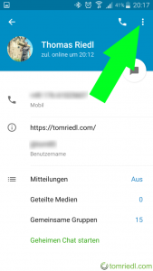 Telegram Nickname Kontakt bearbeiten
